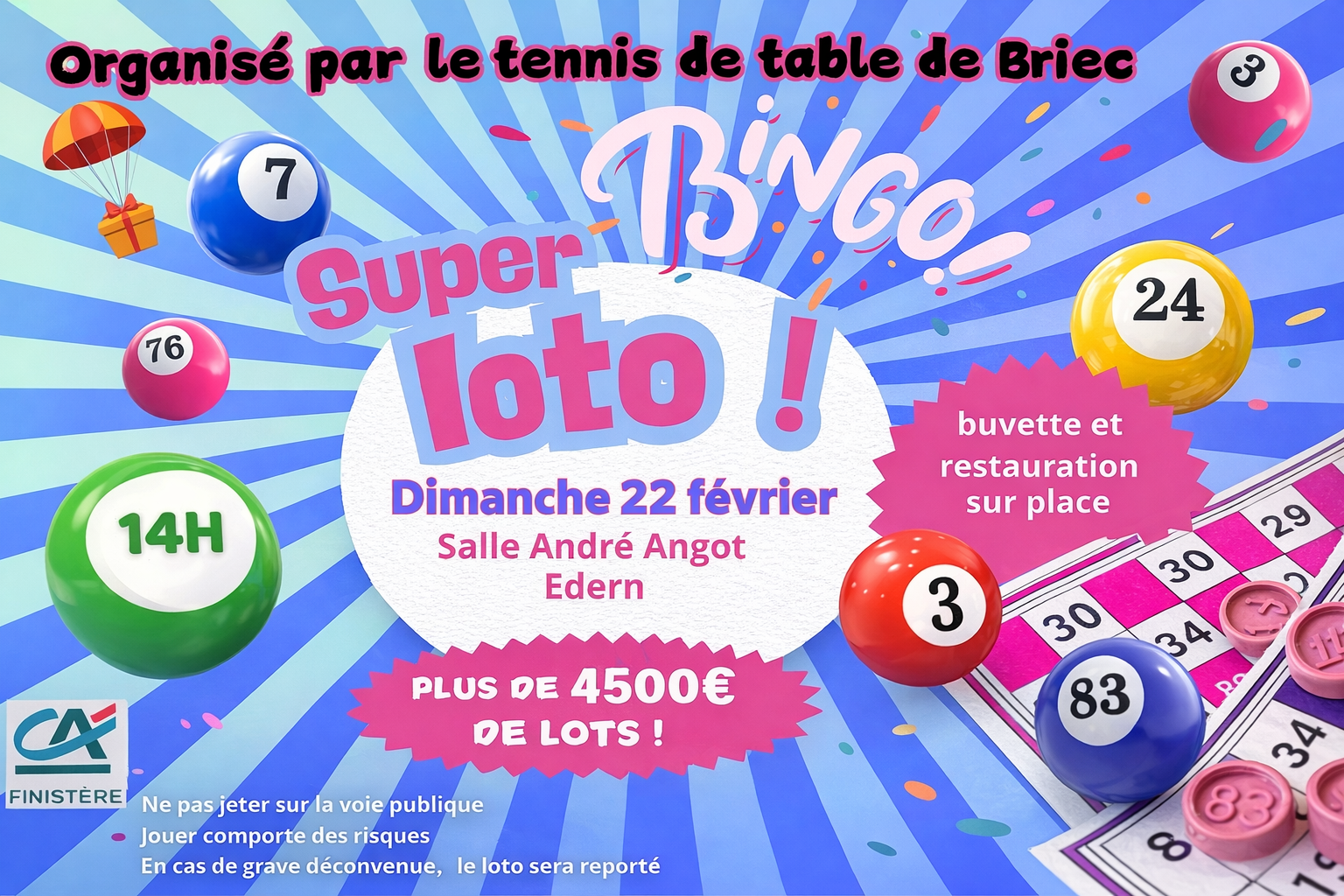 Super Loto du Tennis de Table de Briec : rendez-vous le 22 février !